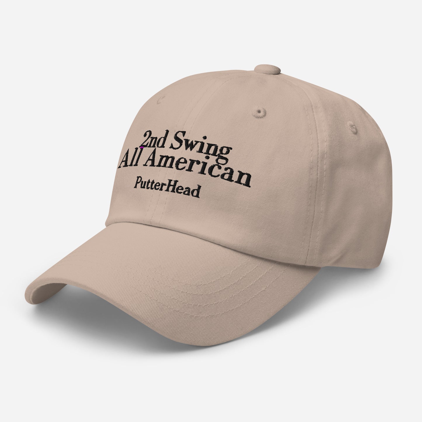 2nd Swing All American Dad hat Black Text - PutterHead