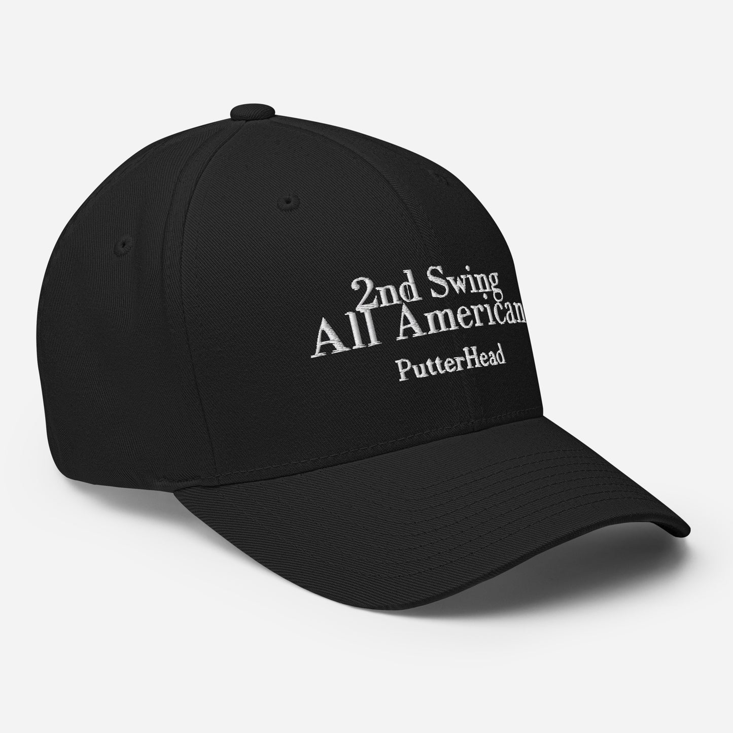 2nd Swing All American Flex Fit Hat White Text - PutterHead