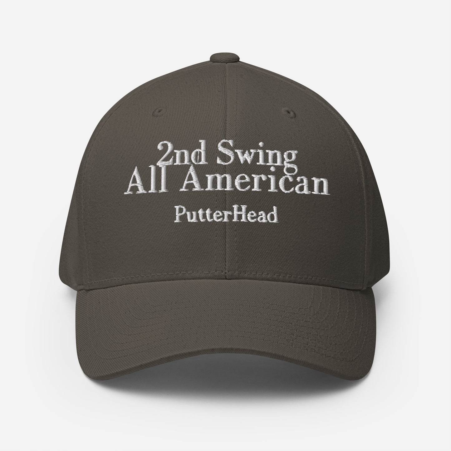 2nd Swing All American Flex Fit Hat White Text - PutterHead