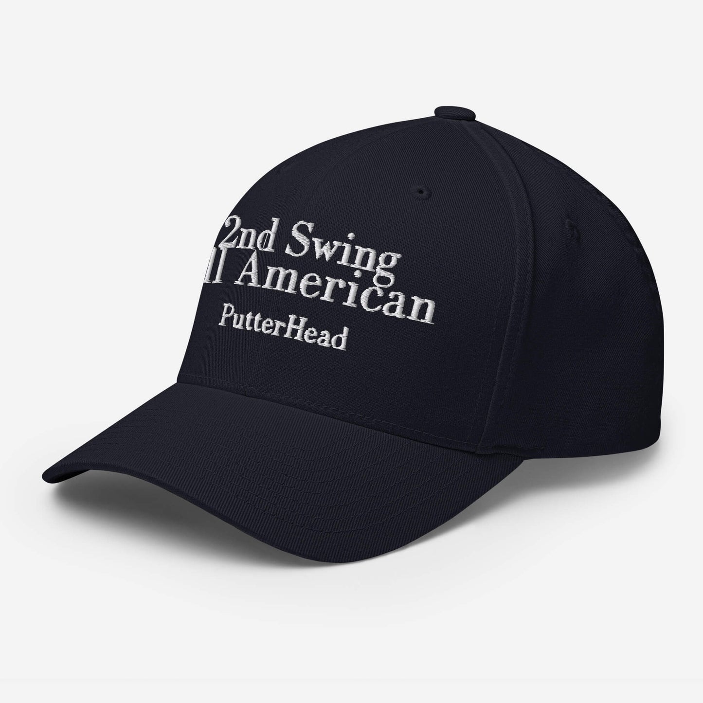 2nd Swing All American Flex Fit Hat White Text - PutterHead