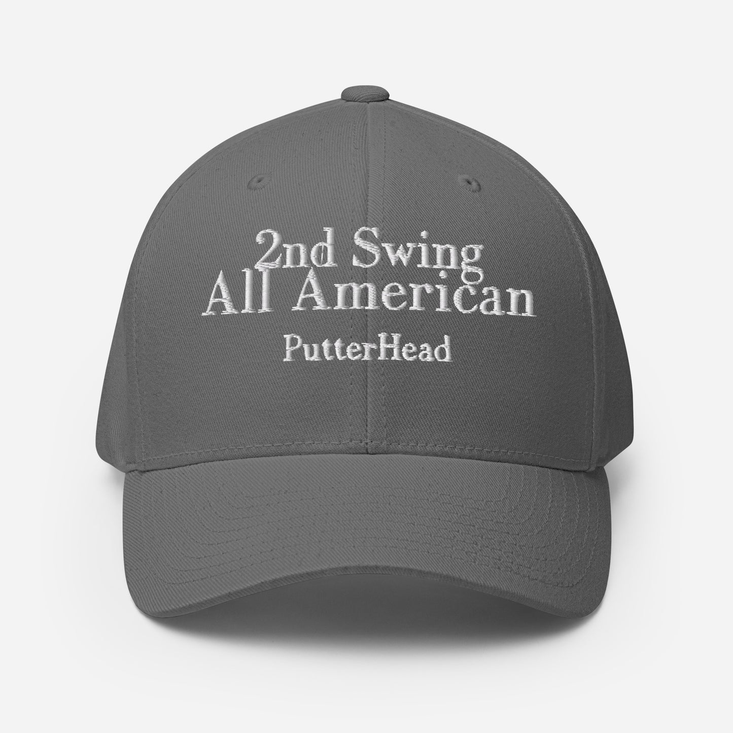 2nd Swing All American Flex Fit Hat White Text - PutterHead