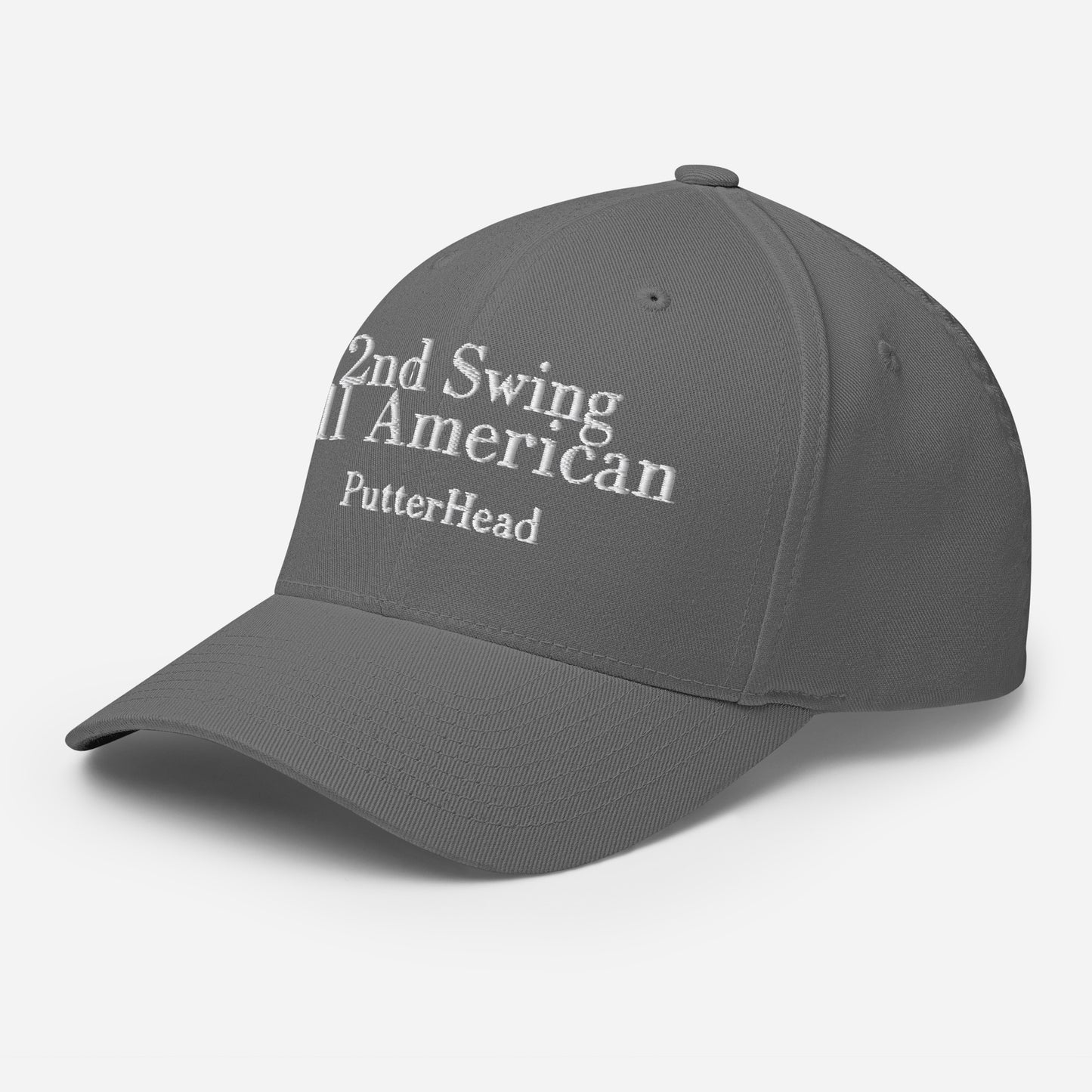 2nd Swing All American Flex Fit Hat White Text - PutterHead