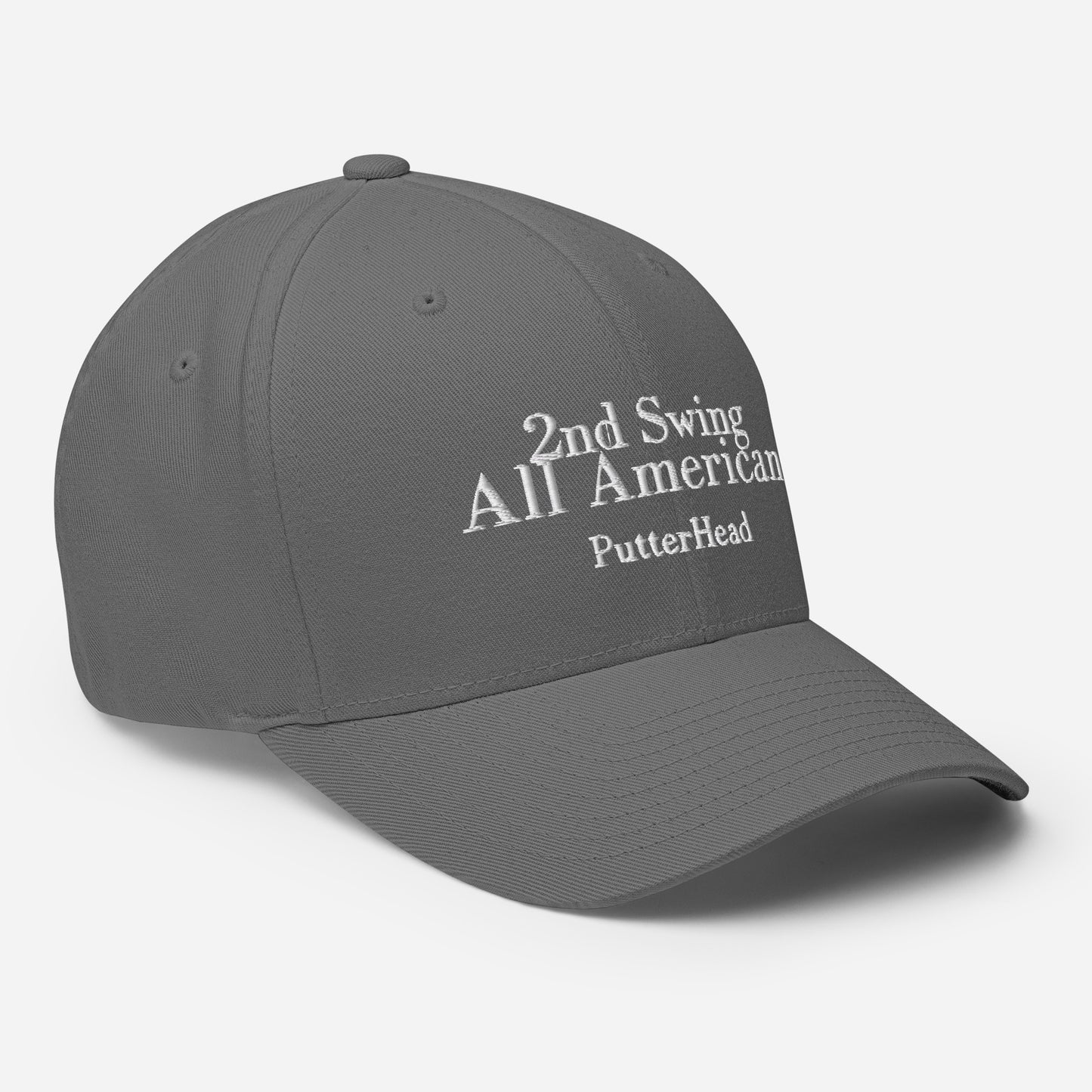 2nd Swing All American Flex Fit Hat White Text - PutterHead