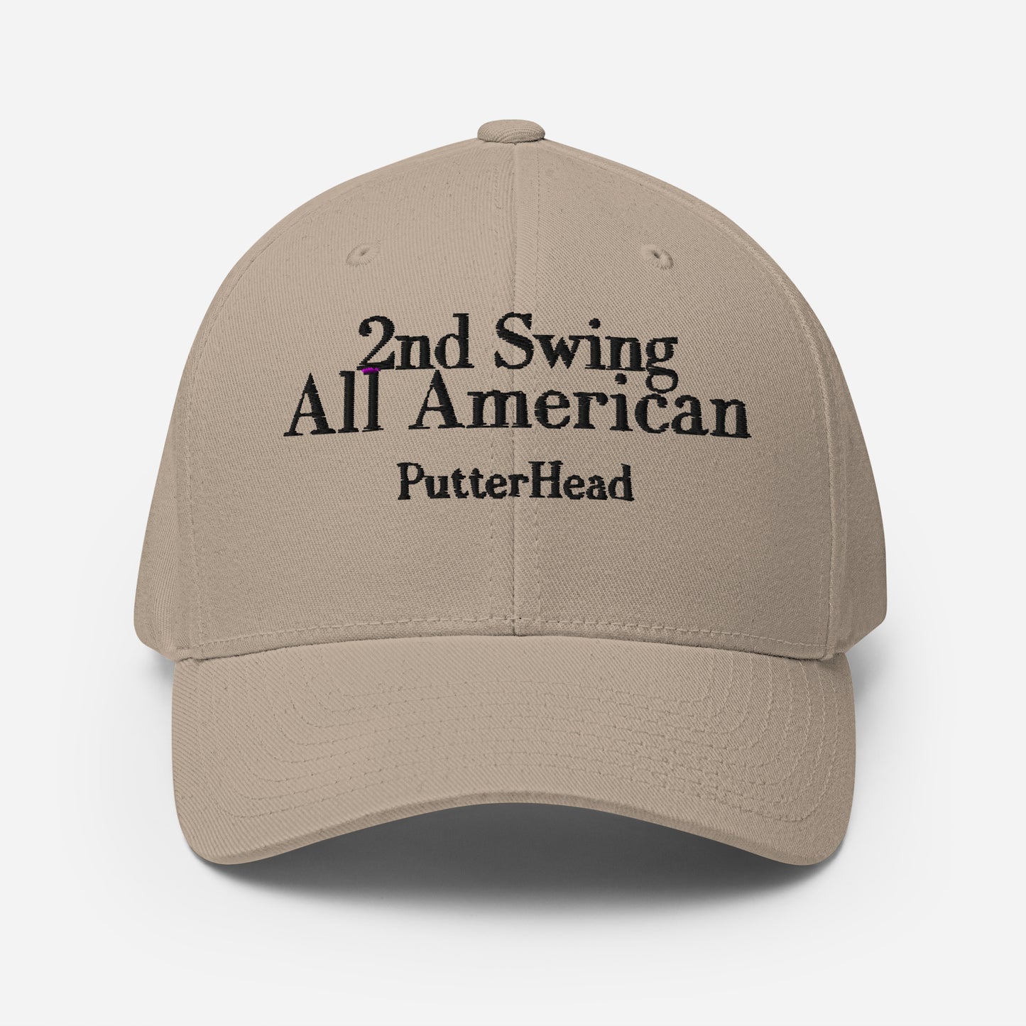 2nd Swing All American Flex Fit Hat Black Text - PutterHead