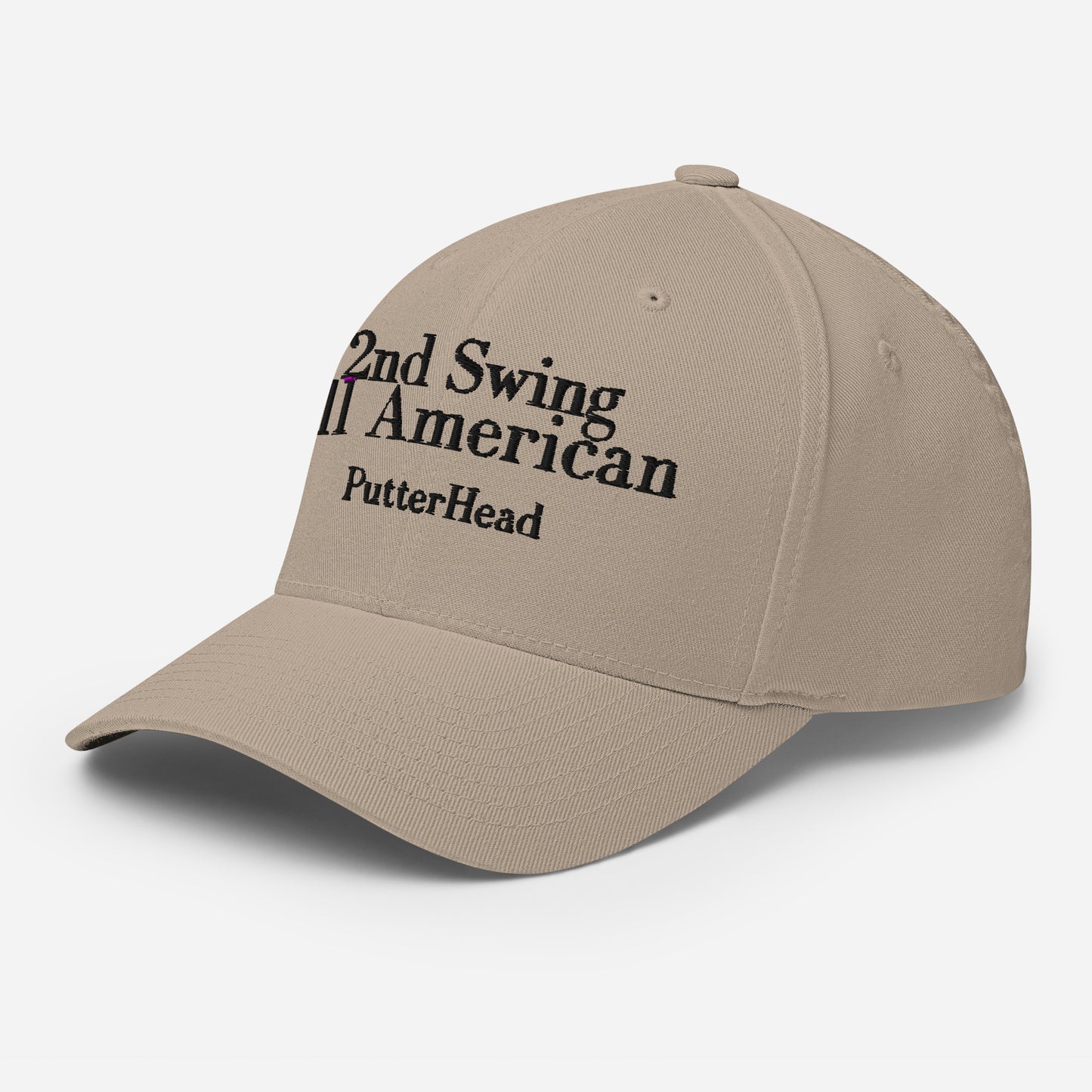 2nd Swing All American Flex Fit Hat Black Text - PutterHead
