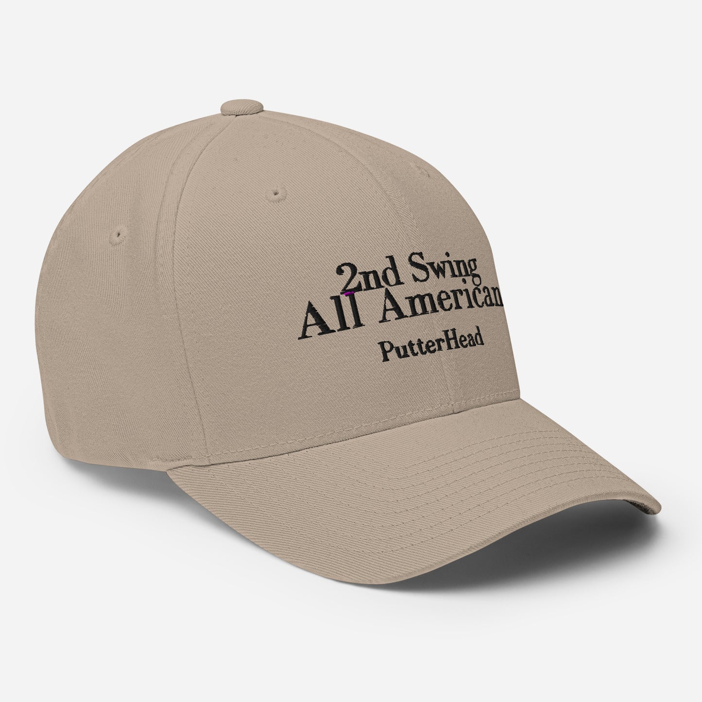 2nd Swing All American Flex Fit Hat Black Text - PutterHead