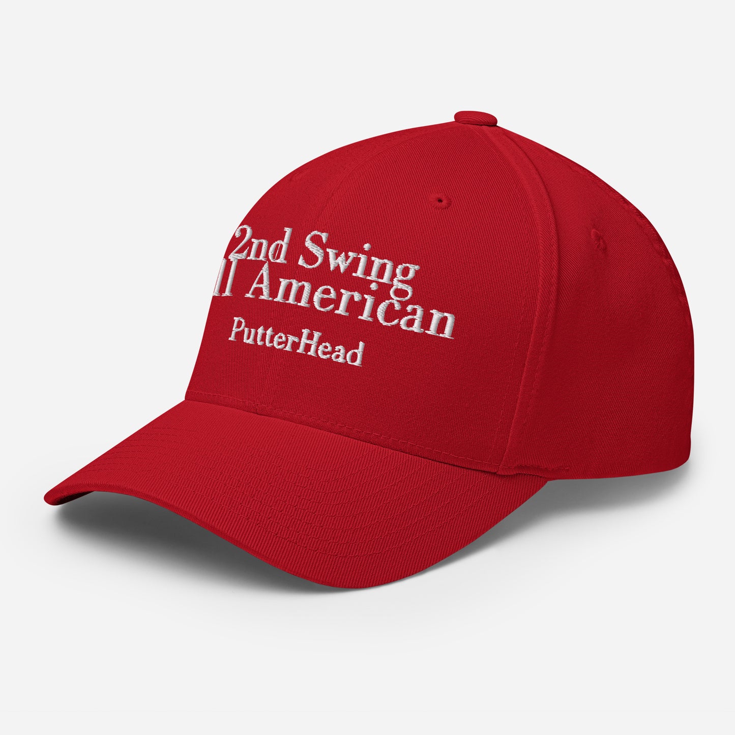 2nd Swing All American Flex Fit Hat White Text - PutterHead
