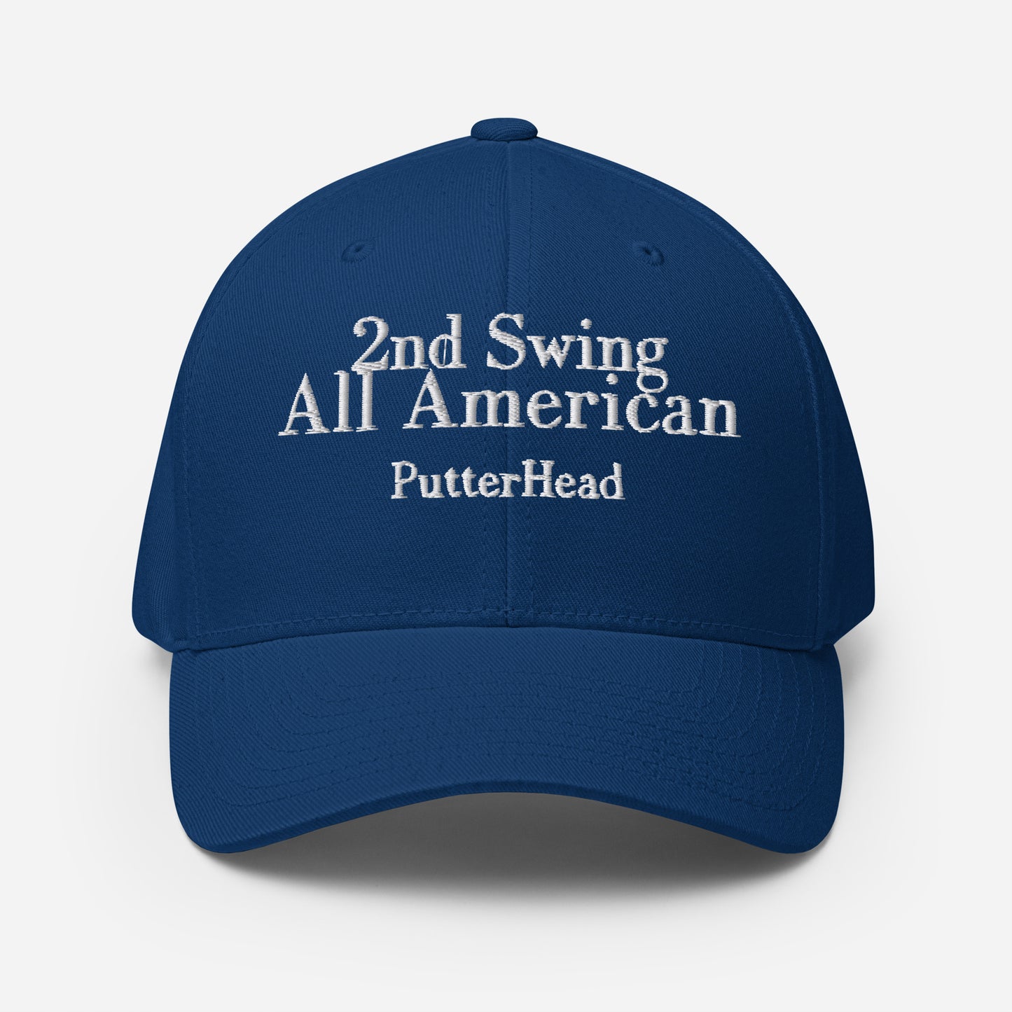 2nd Swing All American Flex Fit Hat White Text - PutterHead