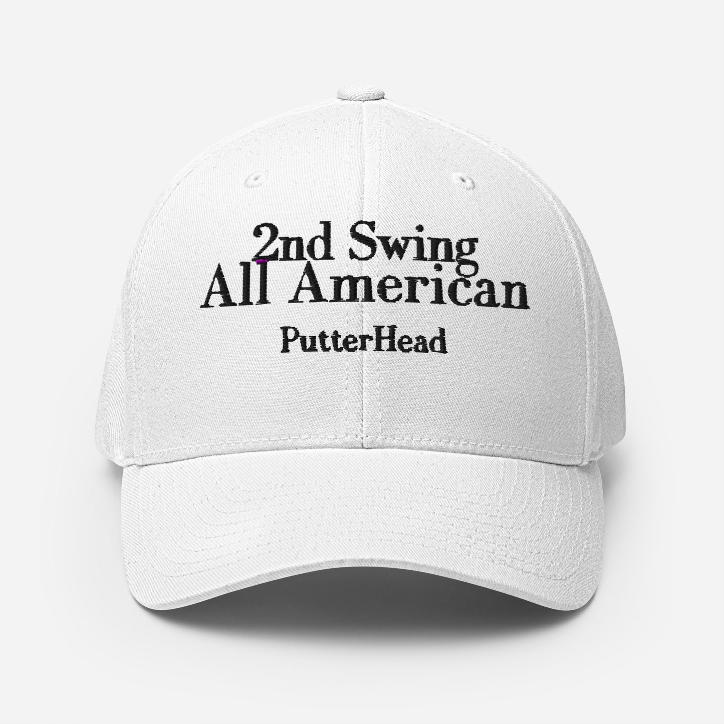 2nd Swing All American Flex Fit Hat Black Text - PutterHead