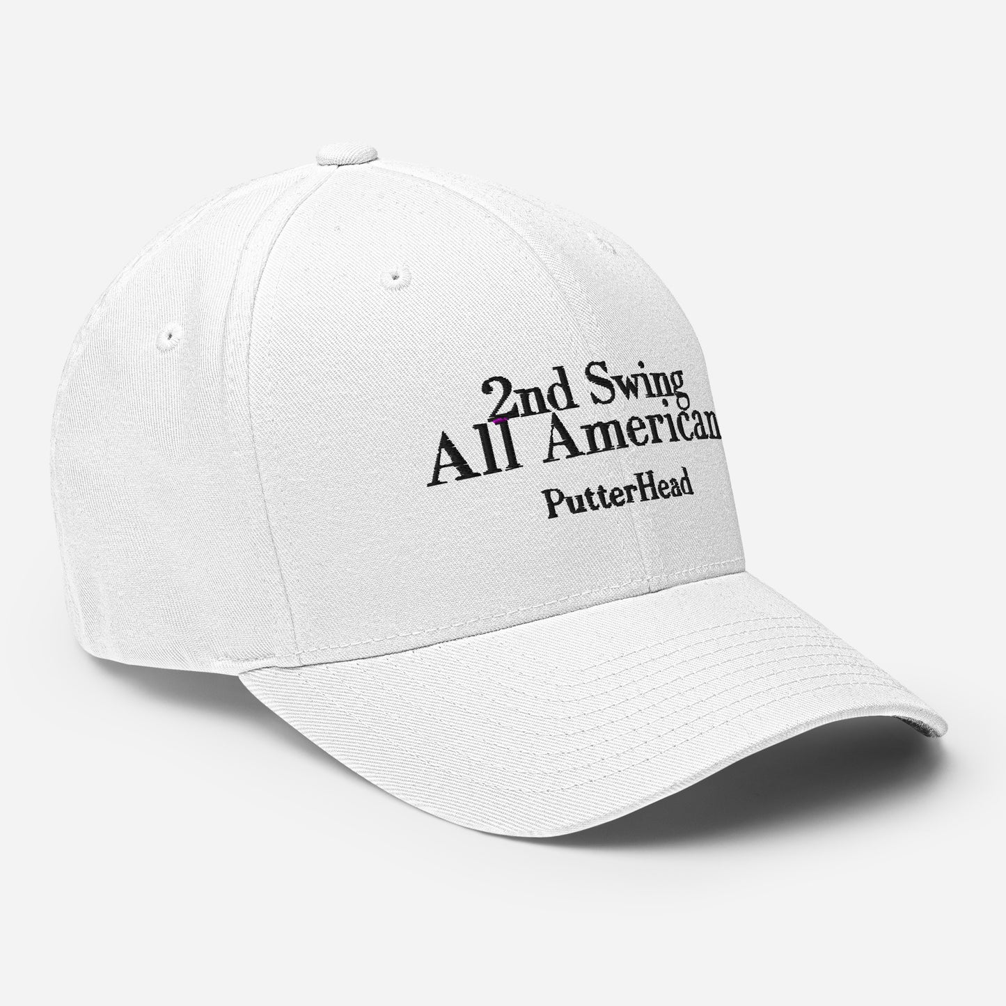 2nd Swing All American Flex Fit Hat Black Text - PutterHead