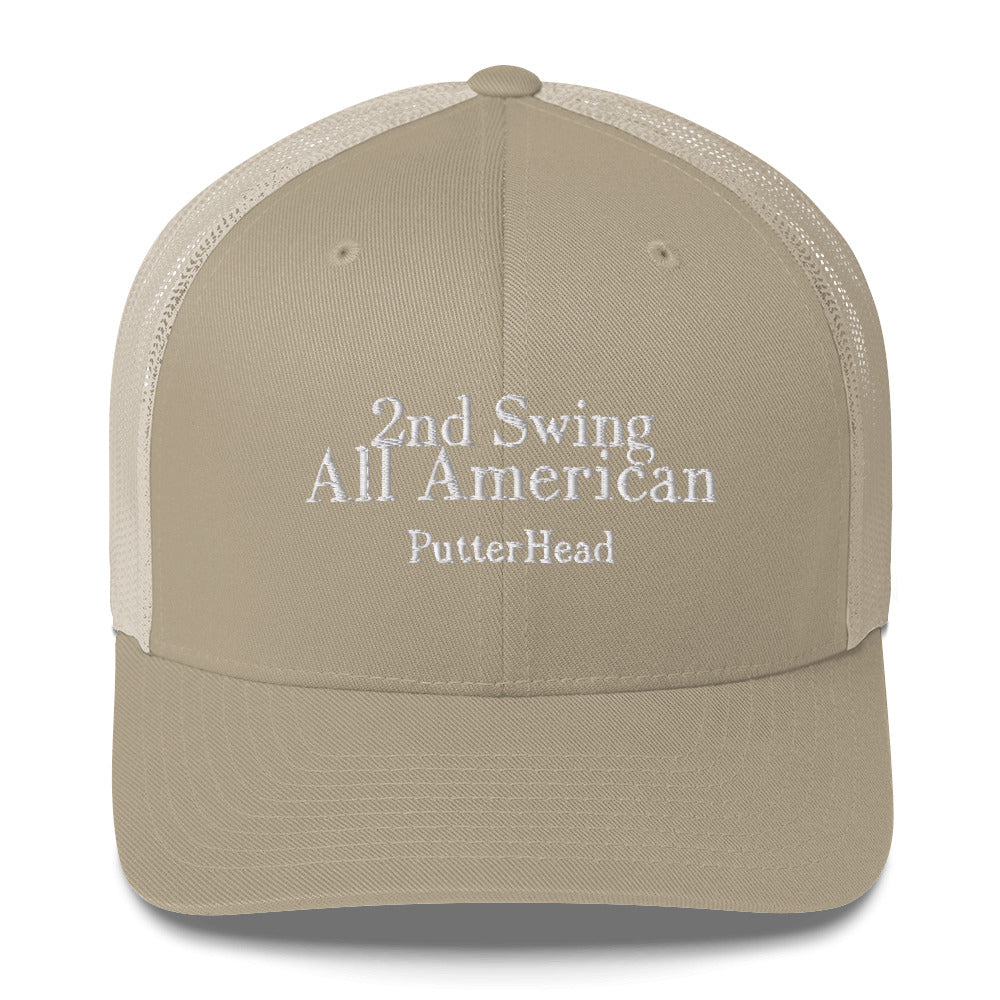 2nd Swing All American Mesh Back Snapback White Text Hat - PutterHead