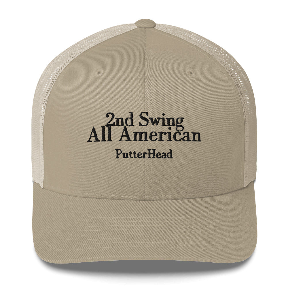 2nd Swing All American Mesh Back Snapback Black Text Hat - PutterHead